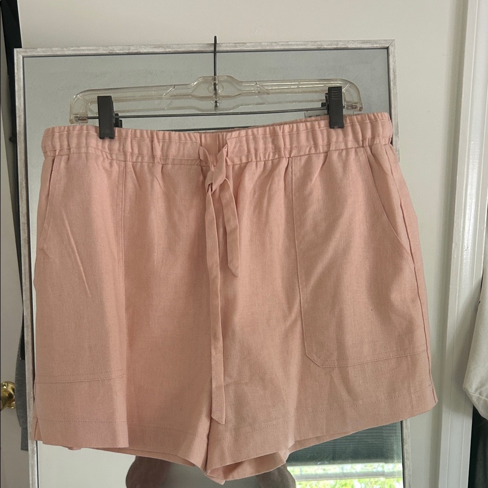 High-Waist Casual Drawstring Shorts in Blush Pink